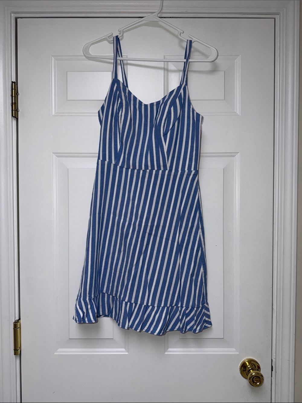 Old Navy Blue and White Striped Spaghetti Strap Dress